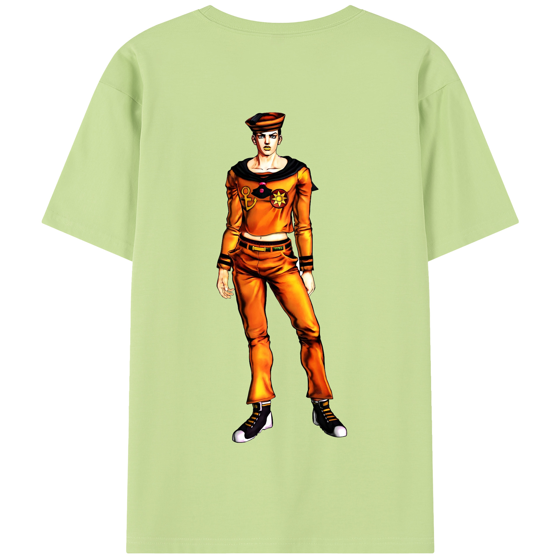 （画像用） ジョジョの奇妙な冒険 東方定助 JoJo's Bizarre Adventure Higashikata Josuke 綿100％半袖Tシャツ（背面プリント）